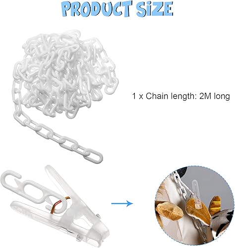 Miniatura 9 de Hotop Organizador colgante de cadena de almacenamiento de animales de peluche con clips de plástico, soporte para juguetes de peluche con ganchos