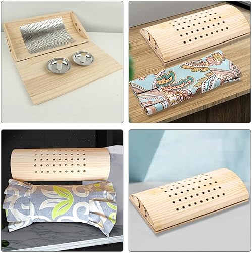 Miniatura 4 de SEWACC Almohada de moxibustión de madera para sauna, reposacabezas de sauna, almohada de respaldo de sauna, almohada lumbar para cuello de madera,