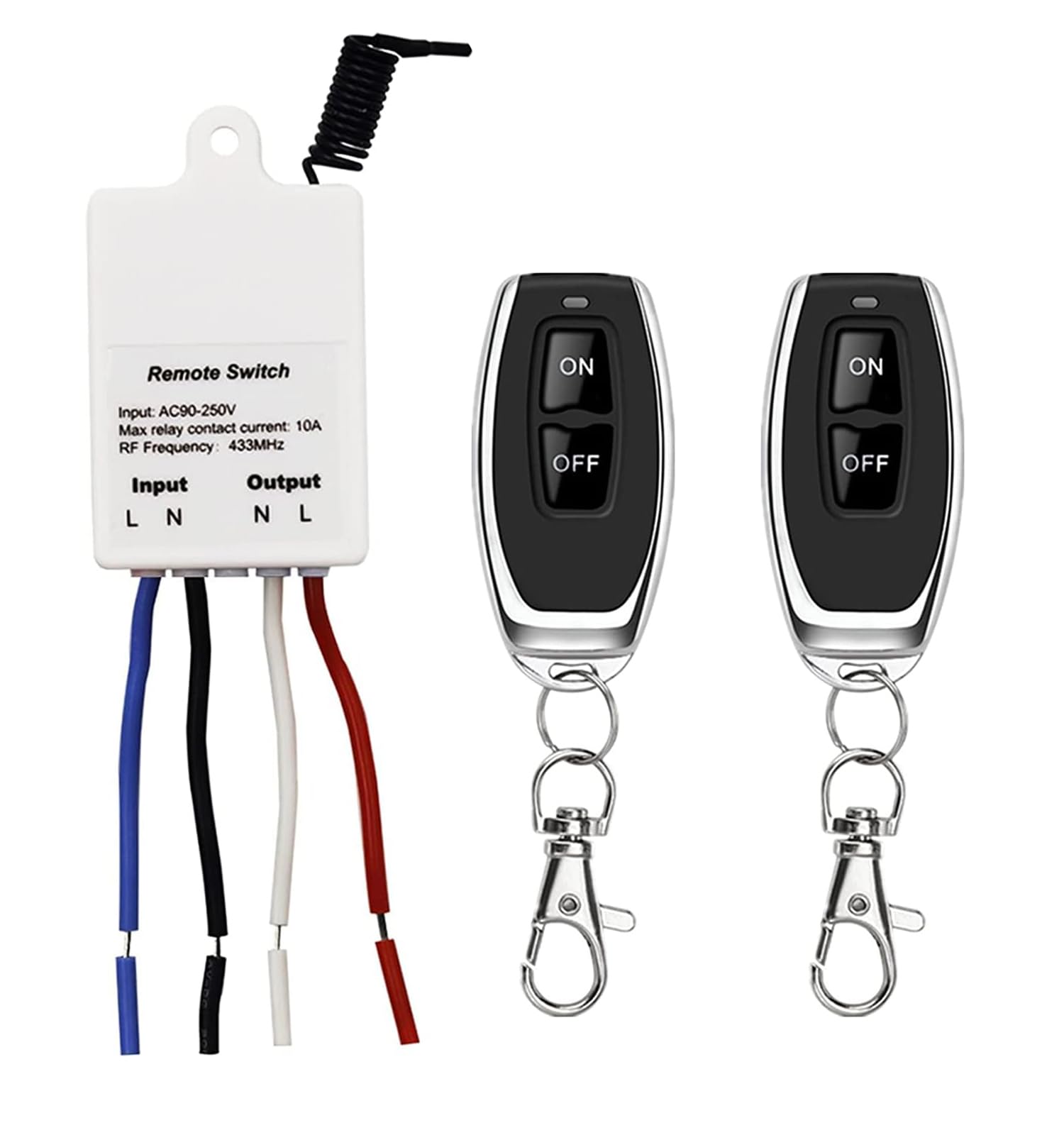 QIACHIP Wireless Light Switch Kit RF 433Mhz Remote Control Relay Switch On/Off AC 230V 240V for Lamp up to 1000W Mini Receiver and 2 Transmitter