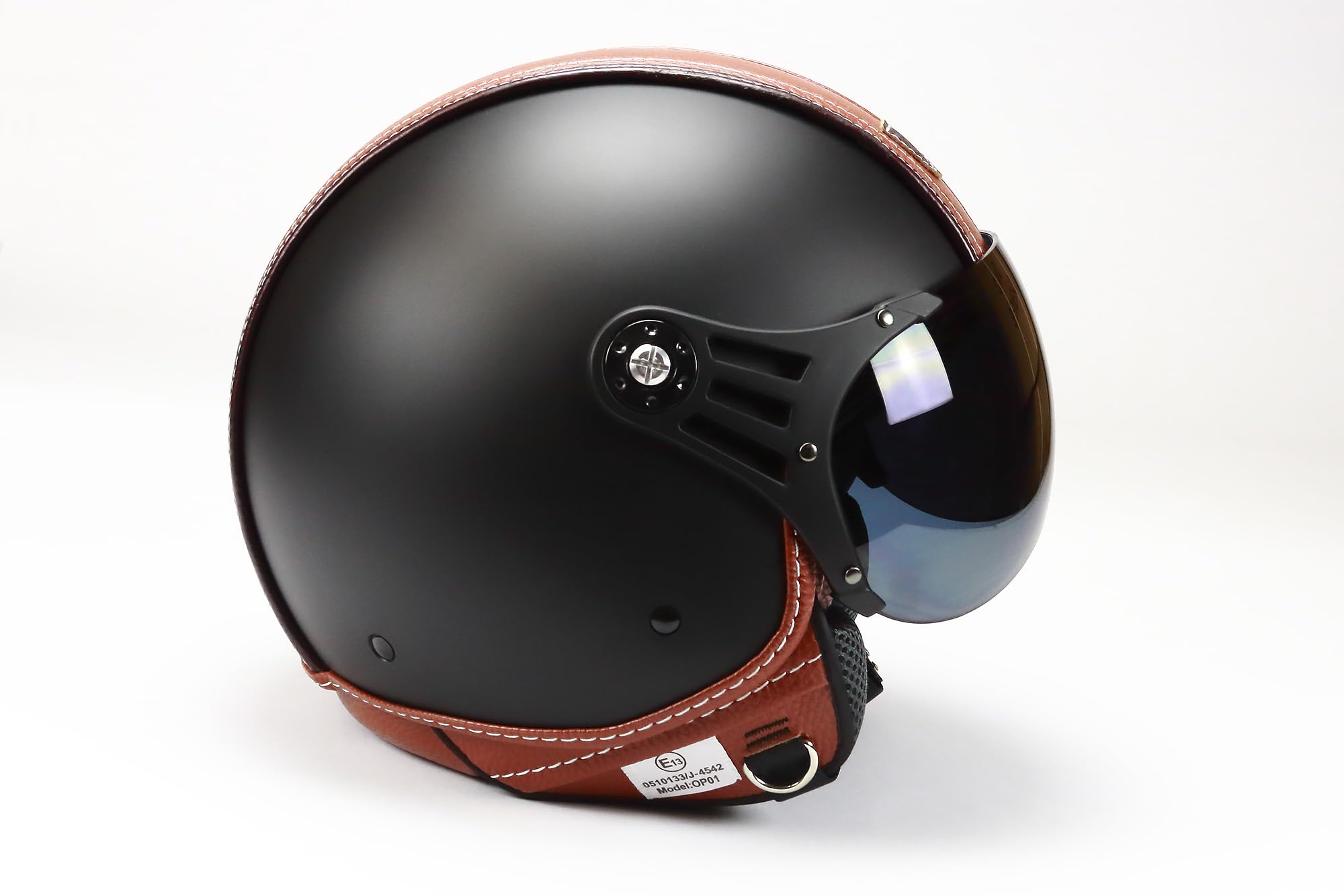 BNO 0P01-PL26 Jethelm Matt + Kunstleder , Motorradhelm, Schutzhelm,Helm S-XL + zusätzliches getöntes Visier