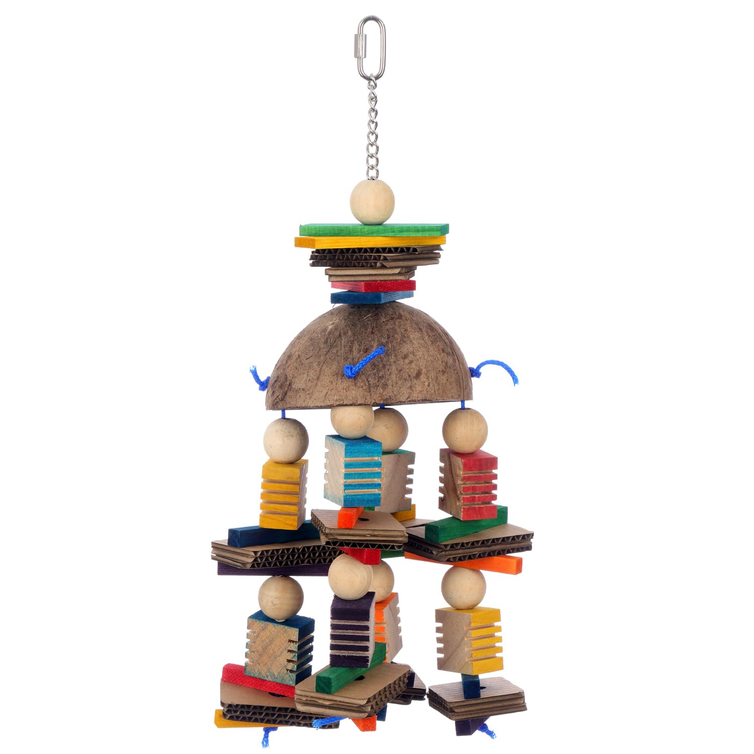 Super Bird Creations SB1224 Coconut Mobile Bird Toy - Satisfies Chewing Instincts - Ringnecks Medium Conures Parrots African Grey - Encourages Beak Exploration - Ideal for Medium to Large Bird Size