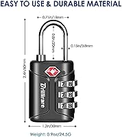 Vista 2 de 4 Pack TSA Approved Luggage Locks, Combination Travel Padlock, 3-Digit Waterproof Lock, TSA Accepted Outdoor Keyless Resettable Lock for Lockers