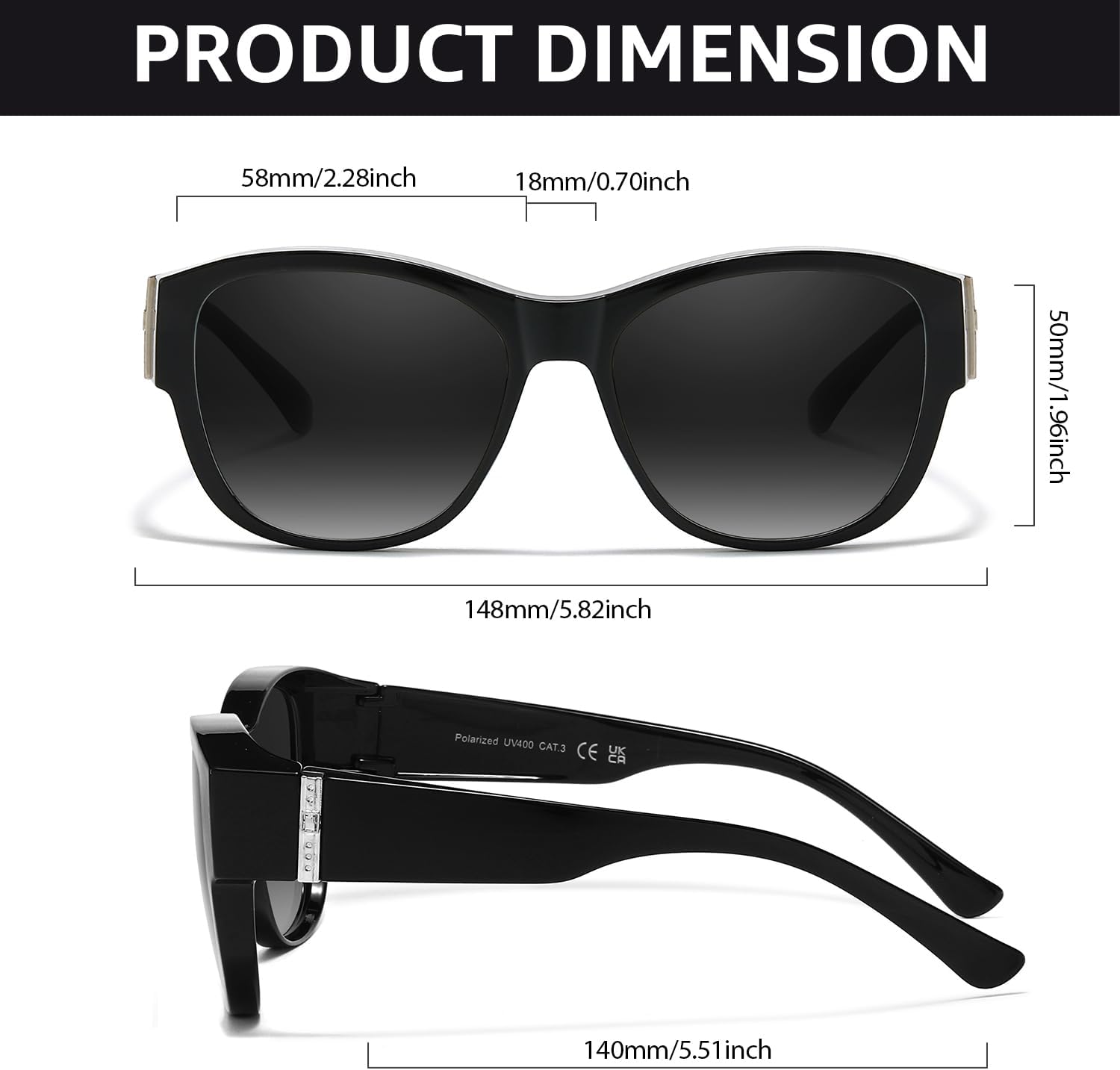 FIMILU 2PCS Polarized Sunglasses Fit Over Glasses for Women, Round Sunglasses for Driving & Outdoor UV400 Protection