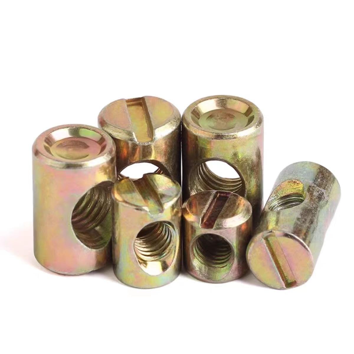 PULaif Furniture Barrel Nut Dowel, Hammer Embedded Nut Barrel Bolts Pack of 20 Carbon Steel Zinc Plated M6 M8 for Furniture(M6x13x9.8mm)