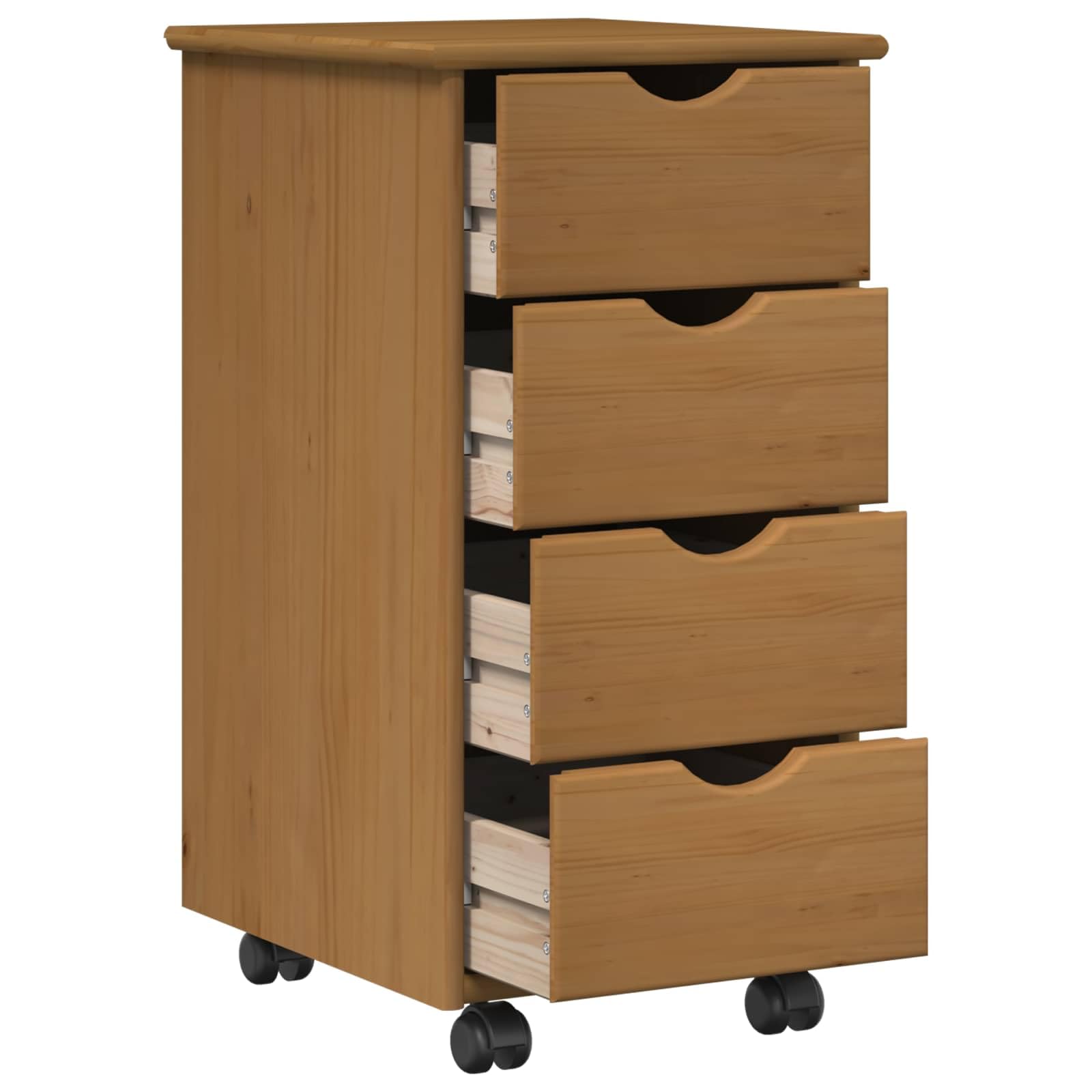 vidaXL Rollschrank 34 x 39 x 65,5 cm Massivholz Kiefer Honigbraun