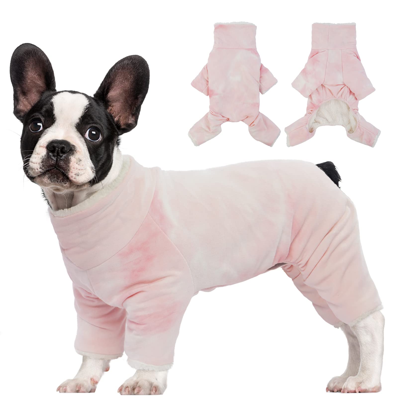 Kuoser Cold Weather Coat for Dog, Tie Dye Turtleneck Puppy Pajamas Soft