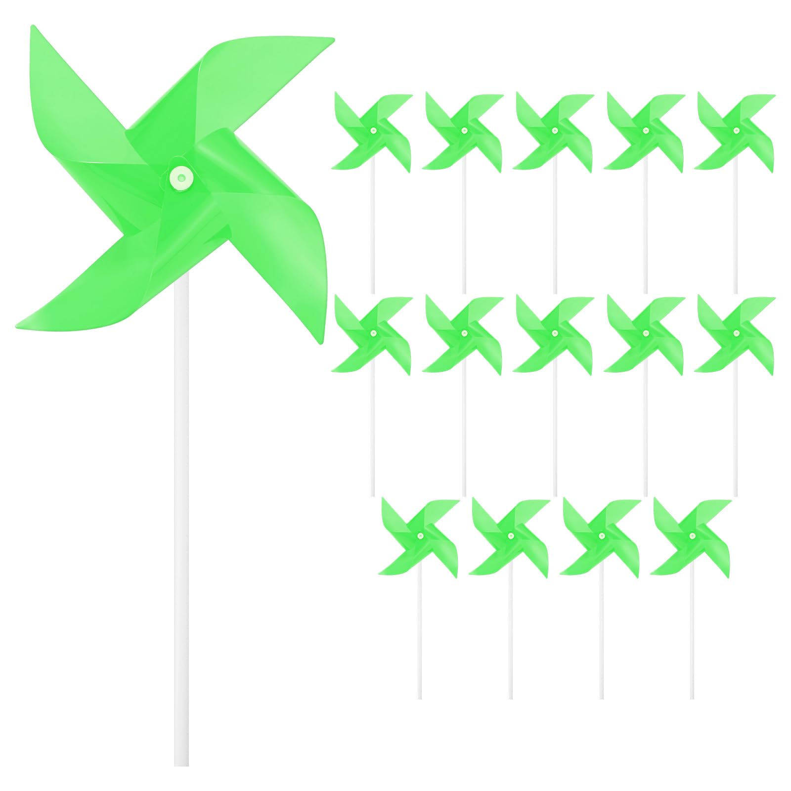 M METERXITY 15-Pack Rainbow Pinwheels 7.5 inch Plastic Outdoor, Green