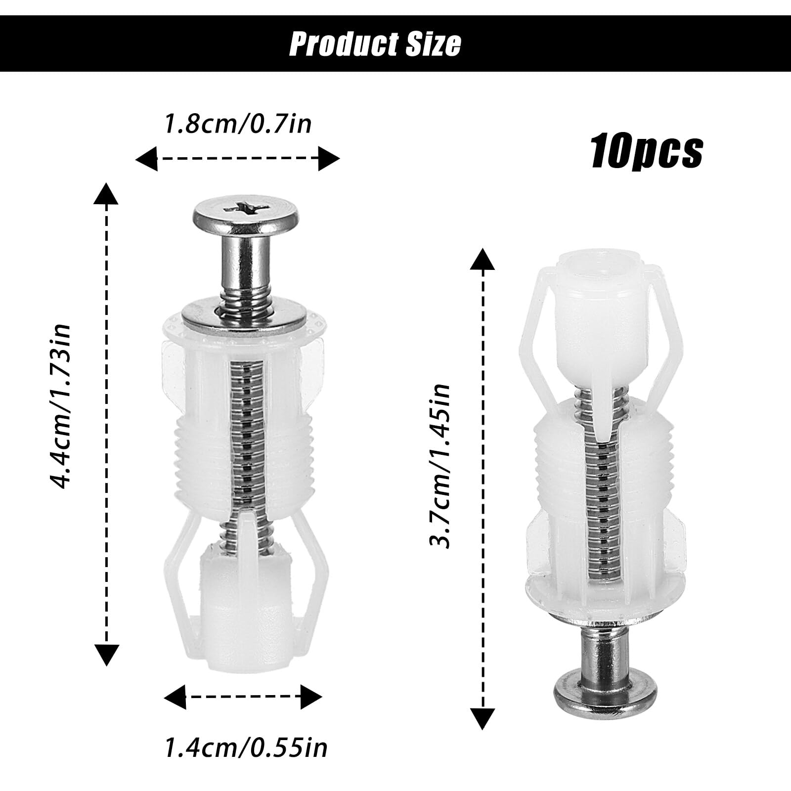 XiangSKY Toilet Lid Top Seat Hinges Kit - 10pcs Stainless Steel Toilet Fixings with Bolts, Nuts and Screws for WC Seat Replacement - Image 2