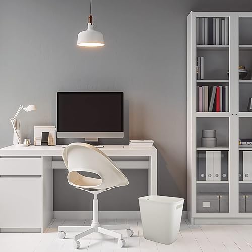 Miniatura 5 de Basurero de plástico cesta de basura para baños cocinas oficinas habitaciones de niños blanco 35 galones paquete de 2