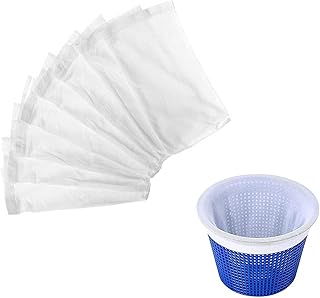 LUCKNIGHT 8Pcs Pool Skimmer Socks, Swimming Pool Skimmers Filter, Reusable Pool Skimmer Basket Bag, Ultra Fine Mesh Socks for Skimmer Basket Clean Debris and Leaves