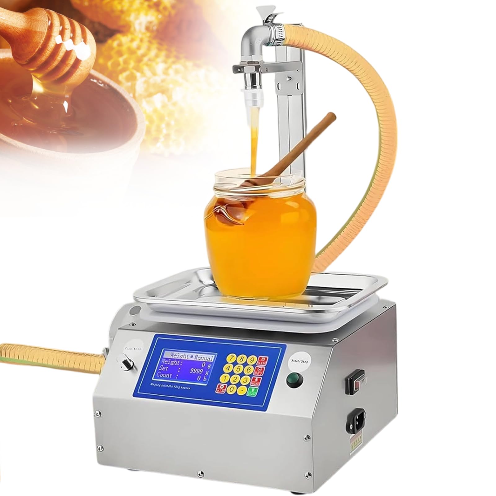 Xjymposium Multicolor Automatic Honey Filling Machine, 10-10000G Bottle Filler Machine 7L/Min Honey Bottle Filling Machine Honey Viscous Liquid Filling Machine Cream Filling Machine 7L
