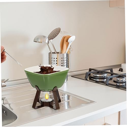 Miniatura 2 de LABRIMP 1 juego de olla para fundir fondua, tenedores de inmersión, calentador de mantequilla con vela, queso para fondue, olla de ajedrez, olla de