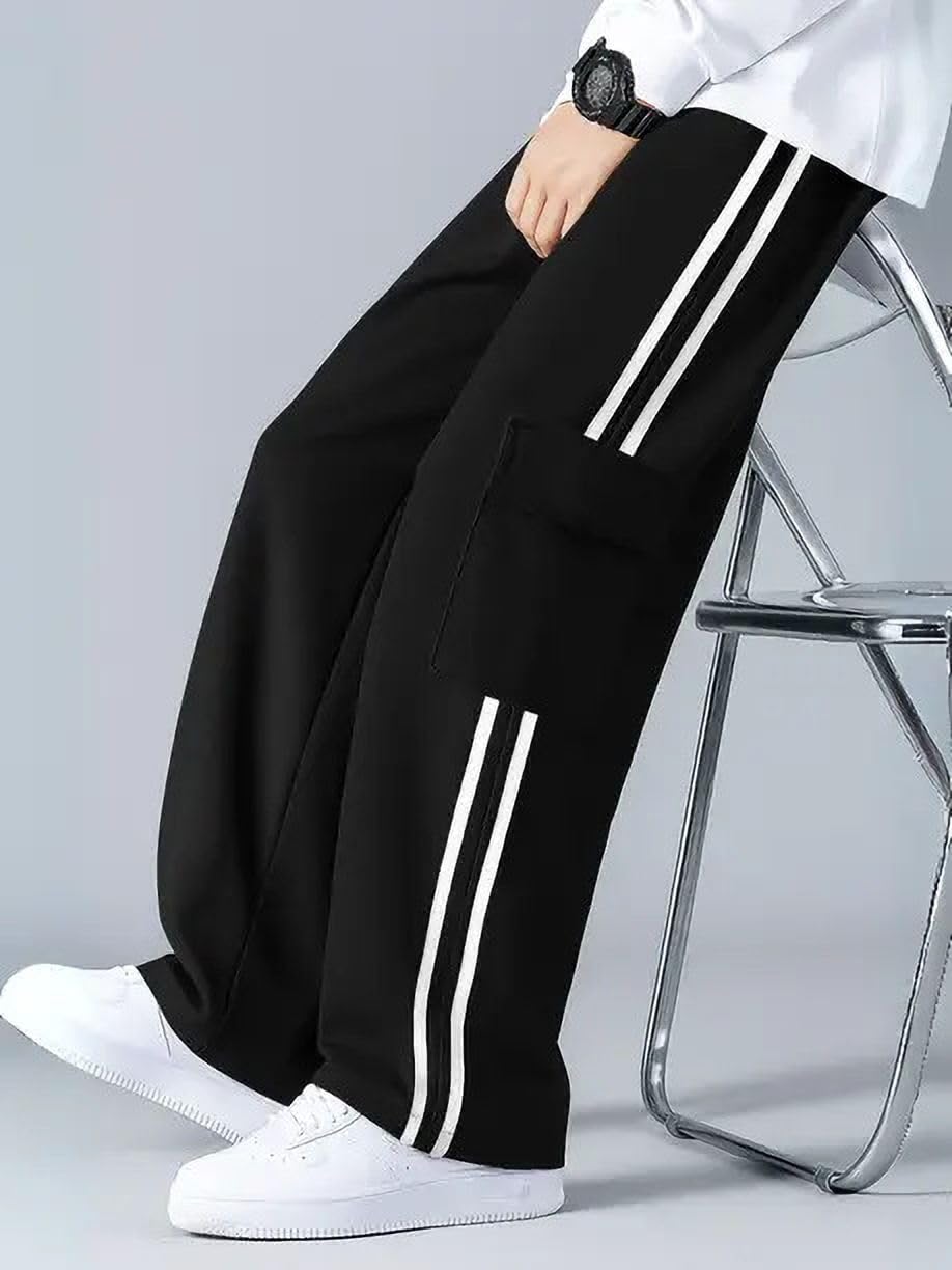 veltick Men Loose Fit Black Lycra Blend Trousers-picture-46