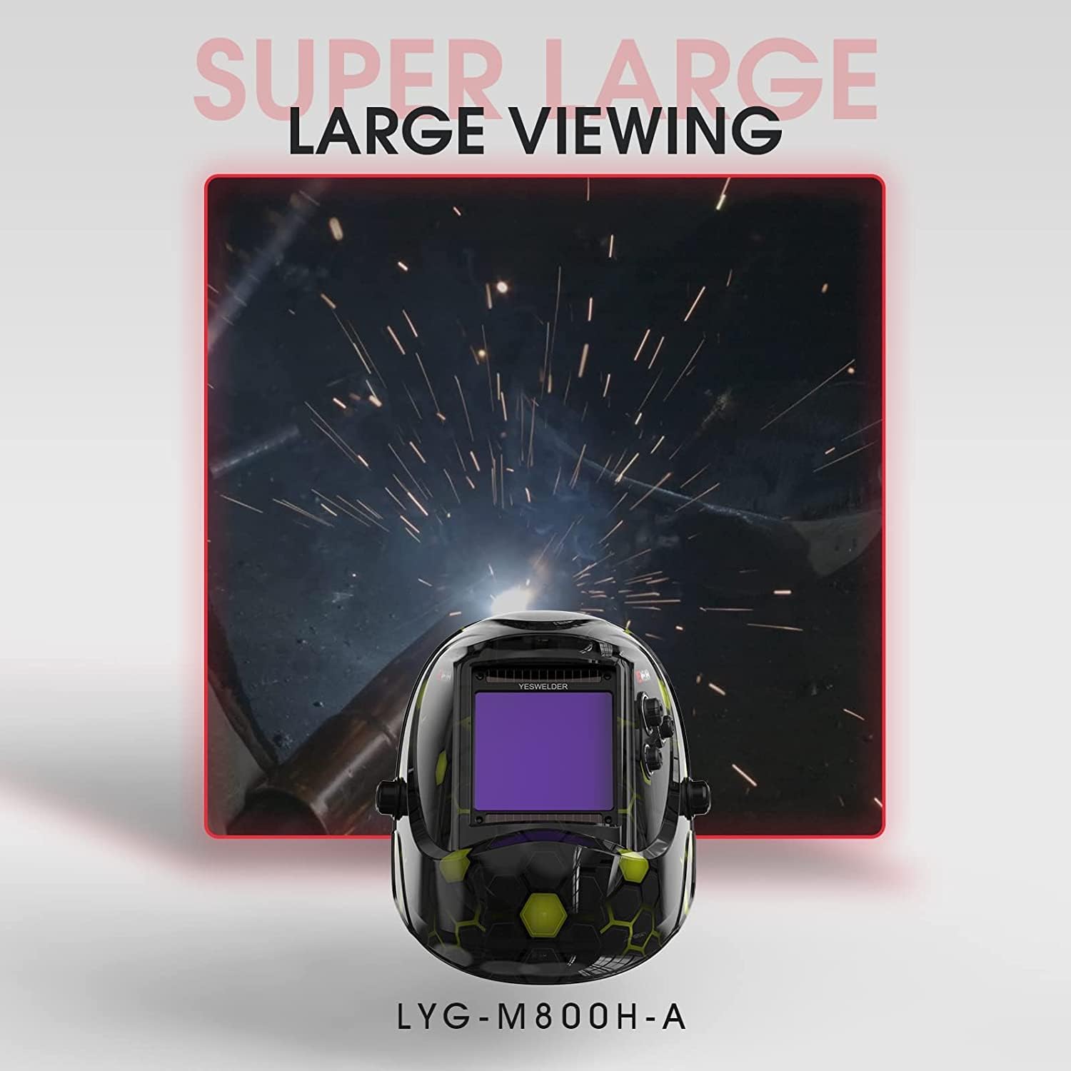 Yeswelder welding helmet with a large viewing area