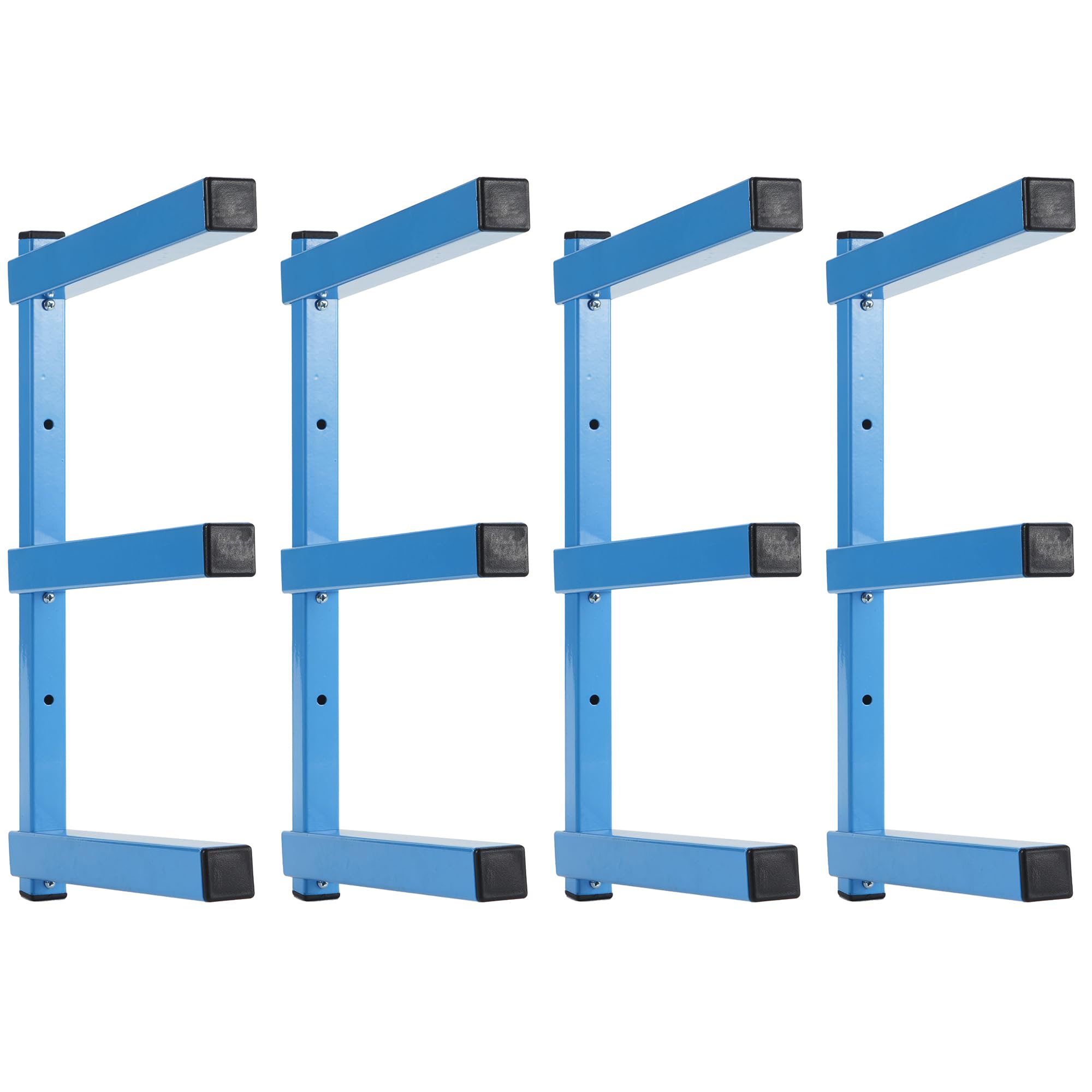 Sinoer Scaffalatura da garage in legno, con rivestimento blu spruzzato, in acciaio resistente, con montaggio a parete a 3 strati, per interni ed esterni, confezione da 4