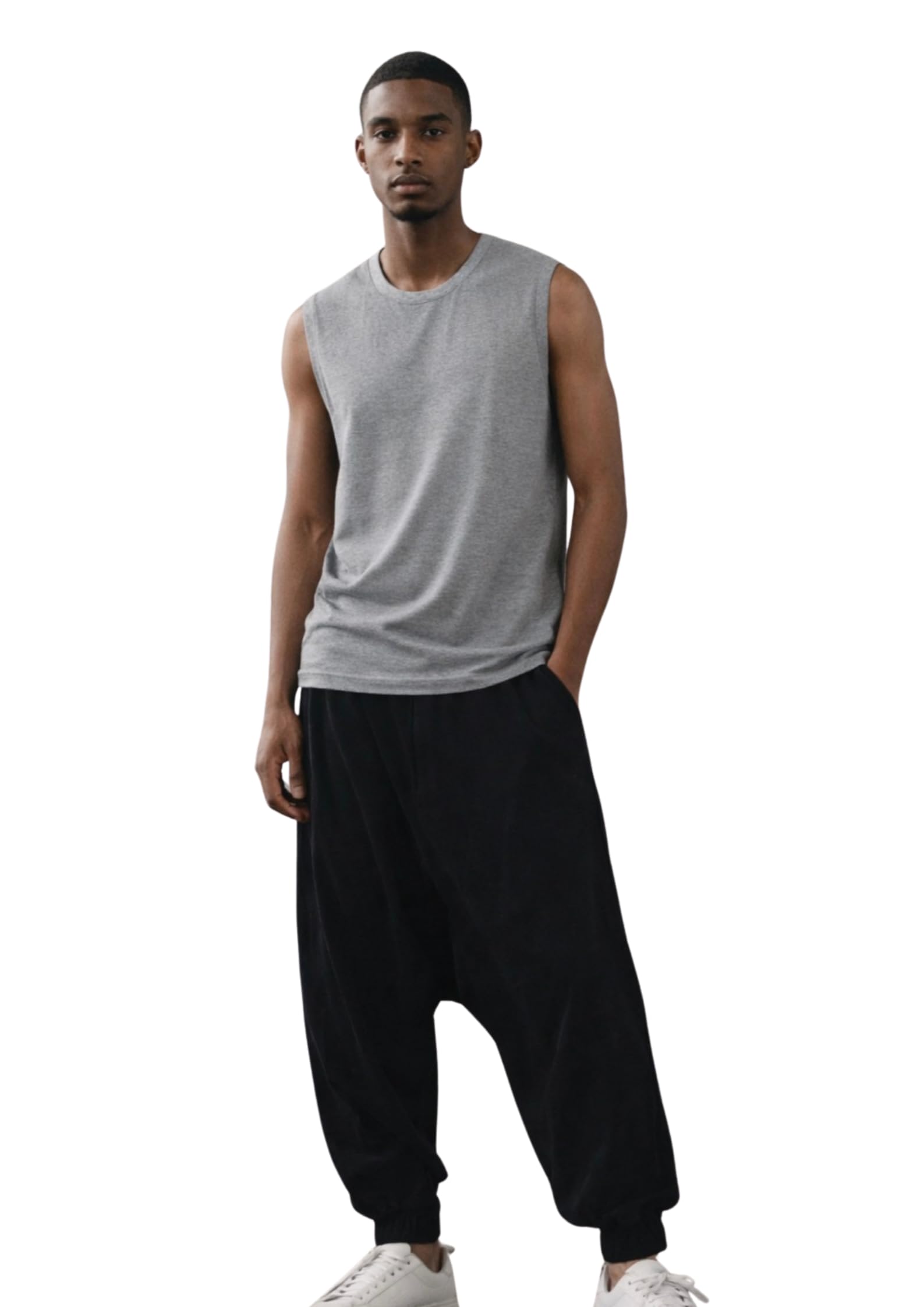 Men's Tank Top | Grey Melange Sleeveless Vest | 180 GSM 100% Cotton Regular Fit | Casual Wear-image-1