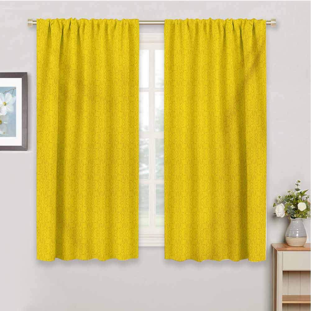 GUUVOR Yellow 99% Blackout Curtains Modern Leaf Branch with Abstract Ivy Vines Pattern Artwork with Flower Like Art Circles for Bedroom Kindergarten Living Room W54 x L63 Inch Yellow