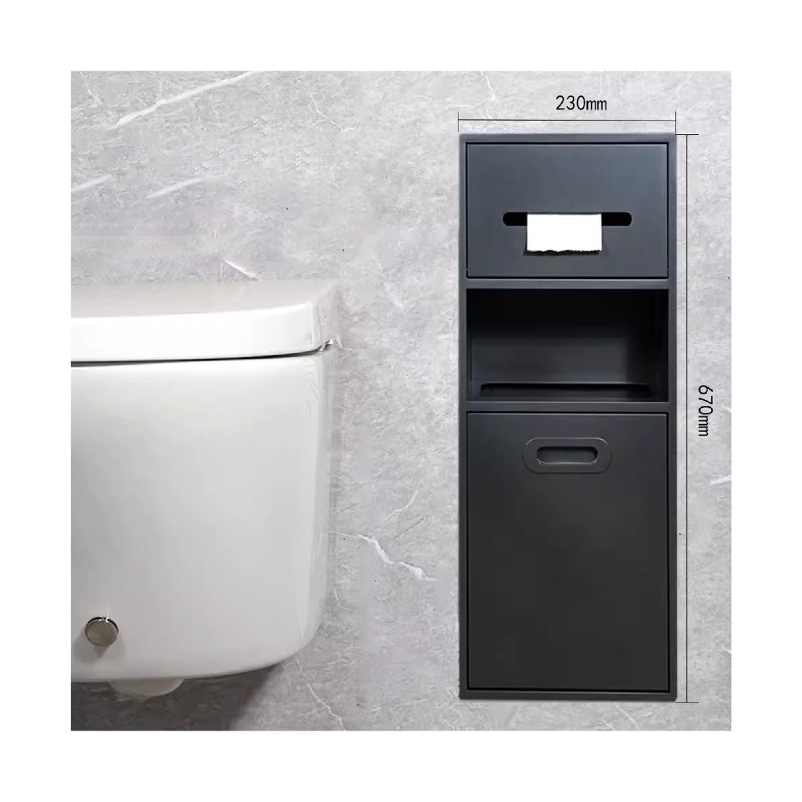 HPTHLY Recessed Niche,Stainless Steel Shower Nich Stainless Steel Bathroom Niche, Recessed Shelf Organizer Shower Niche, Garbage Can Built-In Alcove For Kitchen Living Room(Grey-A-67X23X14Cm)