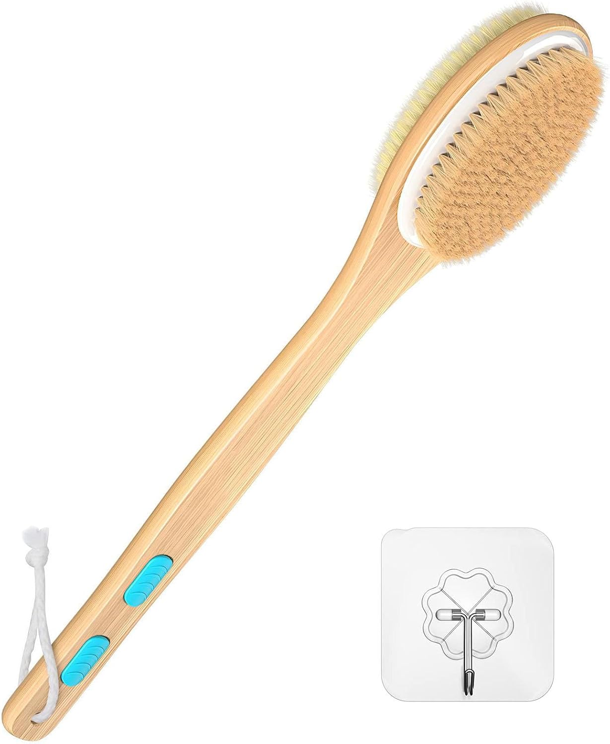 Back Scrubber for Shower, Long Handle Dual-Sided Shower Brush with Soft and Stiff Bristles, Body Exfoliator Back Scrubber for Shower, Long Handle Dual-Sided Shower Brush with Soft and Stiff Bristles, Body Exfoliator