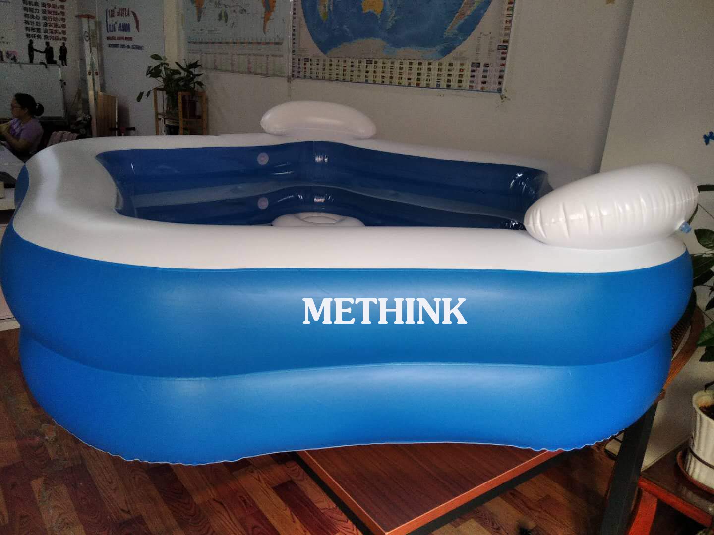 Methink Family Lounge Inflatable Pool – 90" X 90" X 26", Holds 262 Gallons, Fits 3-4 Adults