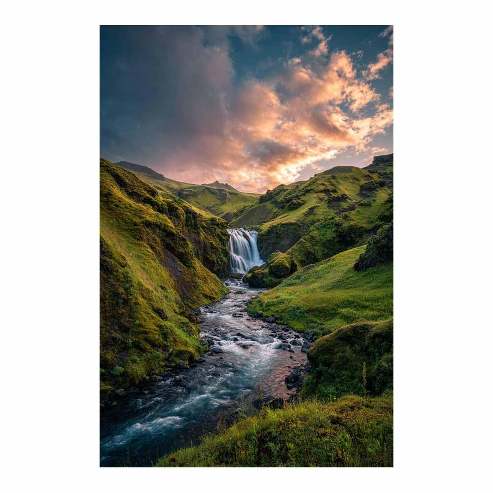 HUYEEI Landscape Wall Art Valley Waterfall Modern Canvas Print On Artwork, Suitable for living room, bedroom, for Kids Room Decoretc.(multicolored)-70x100cm Unframed