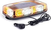 Xprite 12" 72-LED Rooftop Strobe Light Bar, Magnetic Amber/White Flashing Beacon for Trucks, Snow Plows, Construction Vehicles 12V-24V