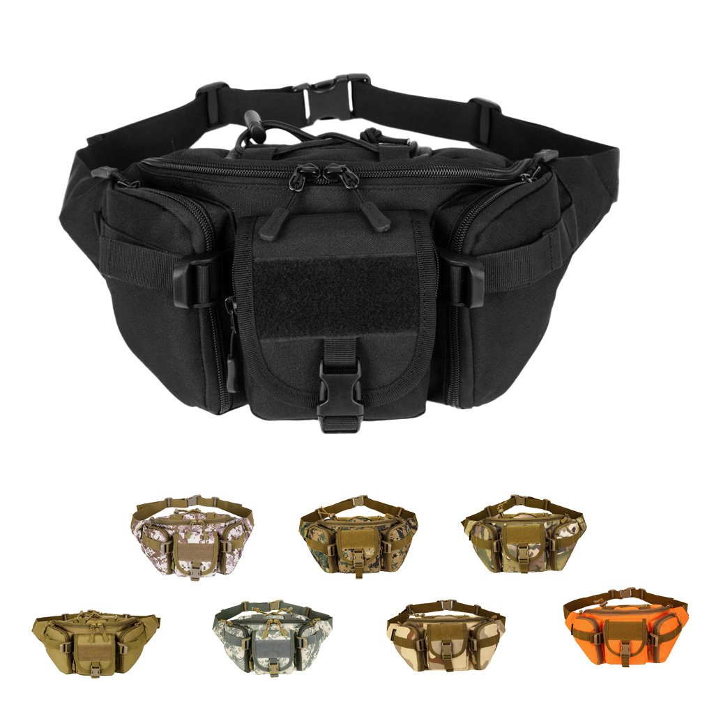 Nylon Large Waist Fanny Pack Outdoor Camping Sports Hip Bag Black-image-34