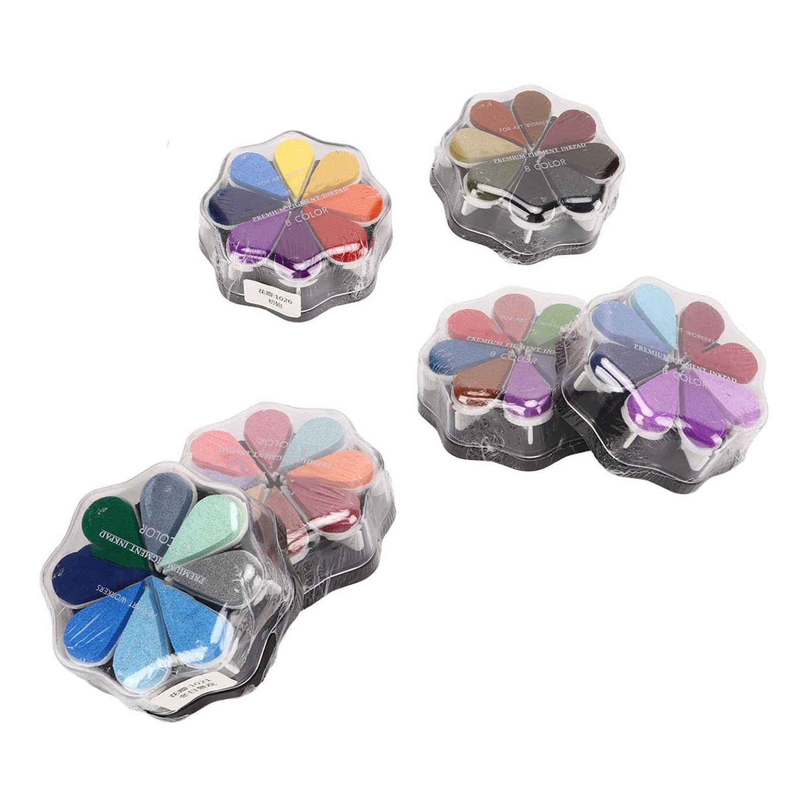Tampone per Timbri, 8 Colori, Copertura Forte, Cuscinetti per Inchiostro da Che Non Sbiadiscono, Tampone per Inchiostro Arcobaleno con Design a Petalo in Rilievo per la Creazione di Cartoline,