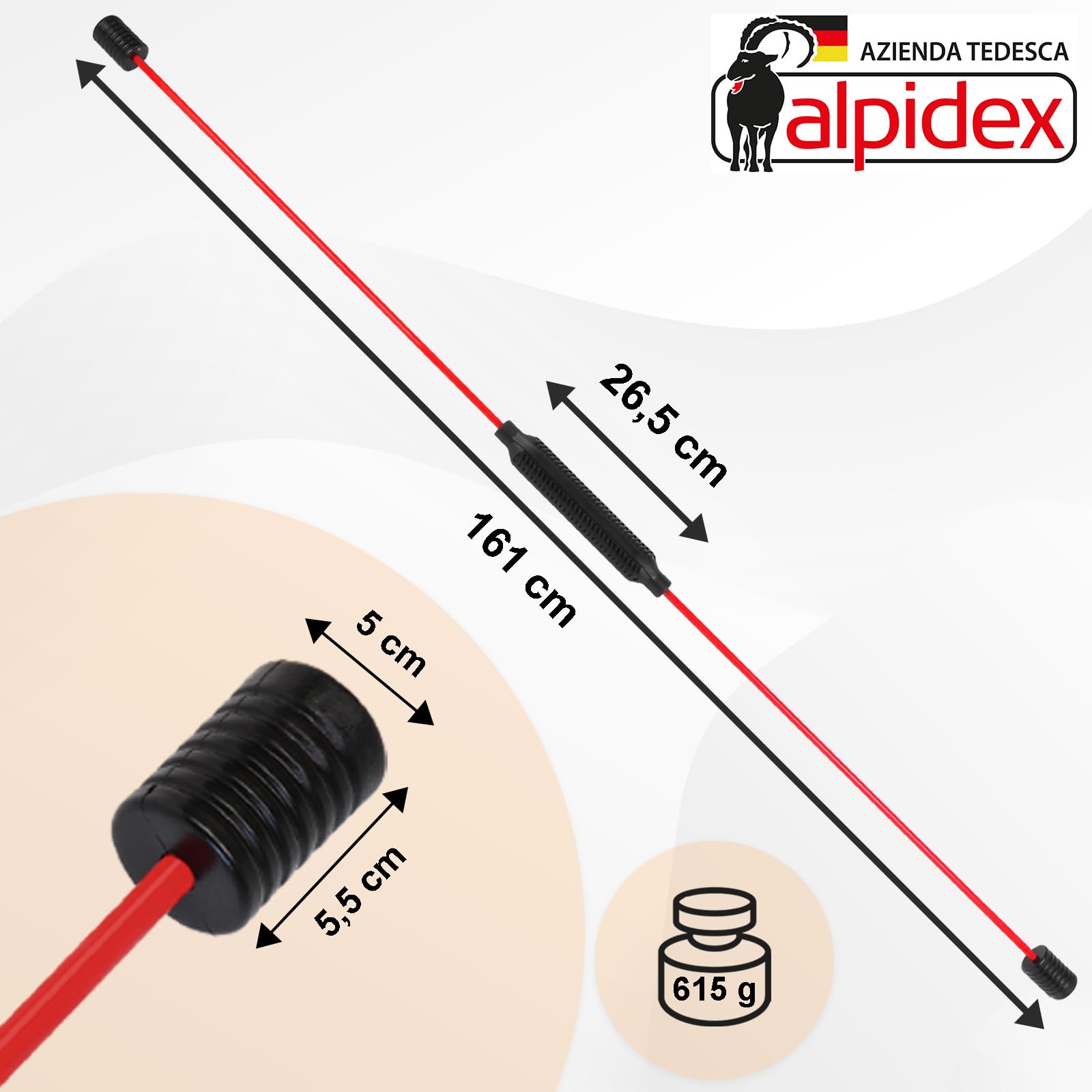 ALPIDEX Swing Stick Barra Flessibile Fitness per allenare la muscolatura Profonda