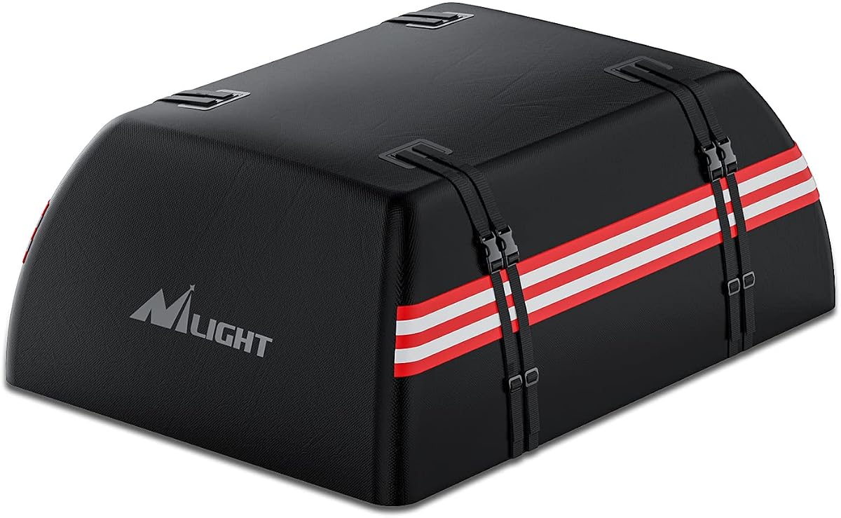 Nilight Car Roof Bag 21 Cubic Feet, Heavy Duty Rooftop Cargo Carrier | Waterproof 840D PVC, Universal Fit for Vehicles With or Without a Roof Rack, Includes Anti-Slip Mat & Reflective Strip