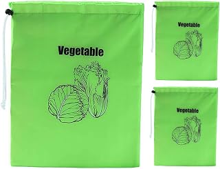 Food Bag, Yellow Storage Bags to Keep Bananas Fresh, Prevent Over-Ripening, Reusable Fruit and Vegetable Bags for Home Kitchen, Lightweight and Durable, Easy to Use and Clean (Lettuce*3)