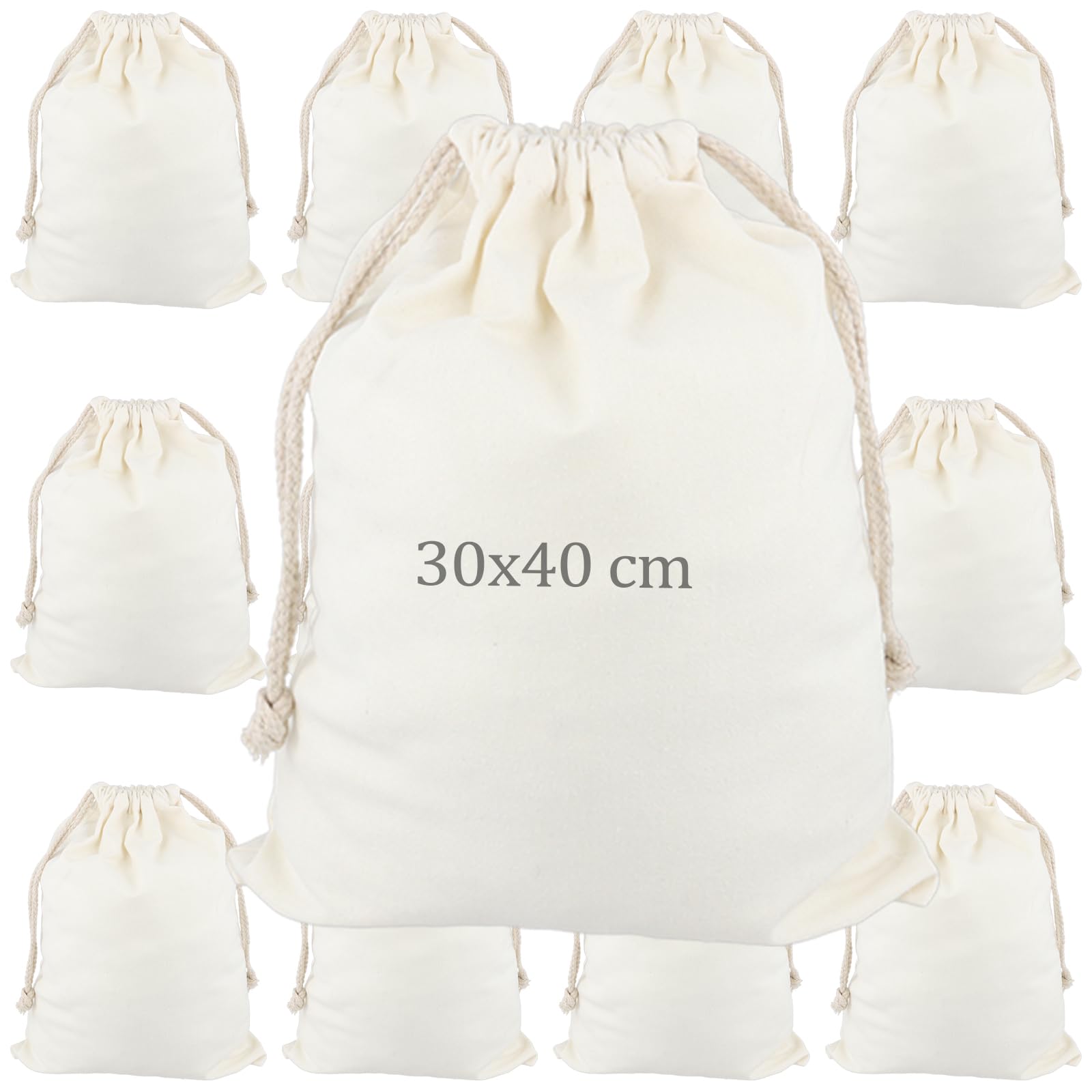 MAKTSAM 12 PCS 30x40 cm Canvas Drawstring Bags, Breathable and Portable Drawstring Pouch, Gift Fabric Bags for Storage Burlap Bag for Toiletry Bag