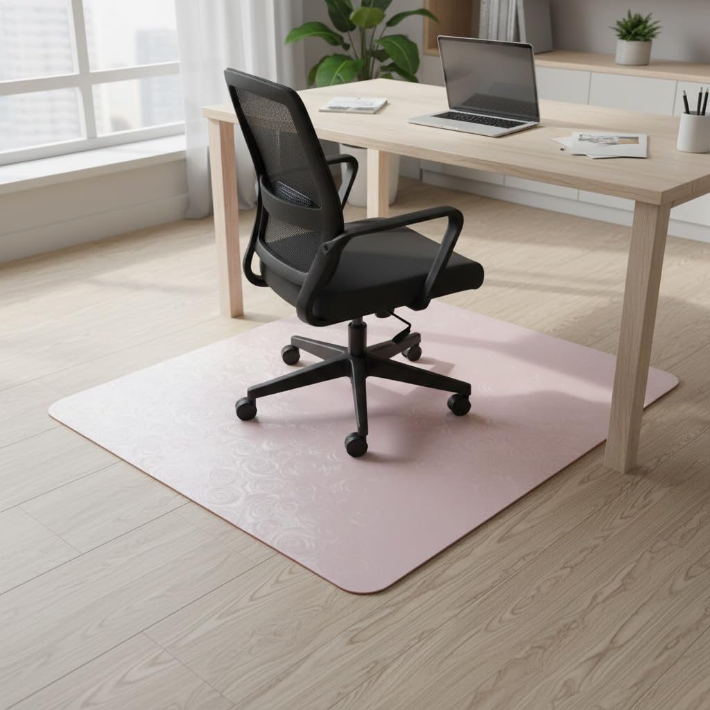 Premium Thick Chair Mat 120×90cm, Heavy Duty Floor Protector for Office Home Desk Chair, Anti-Scratch Non-Slip Rolling Mat for Hard Floors (Pink) - pink