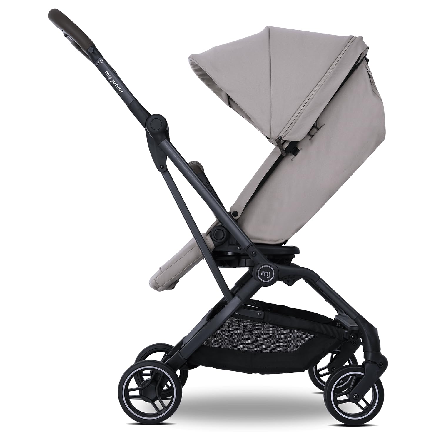 my junior® PICO³⁶⁰ | bis 22kg | 360° rotierbare Sitzeinheit | ergonomische Liegeposition | großes UV50+ Sonnenverdeck | 2 Belüftungsfenster - Chai Latte