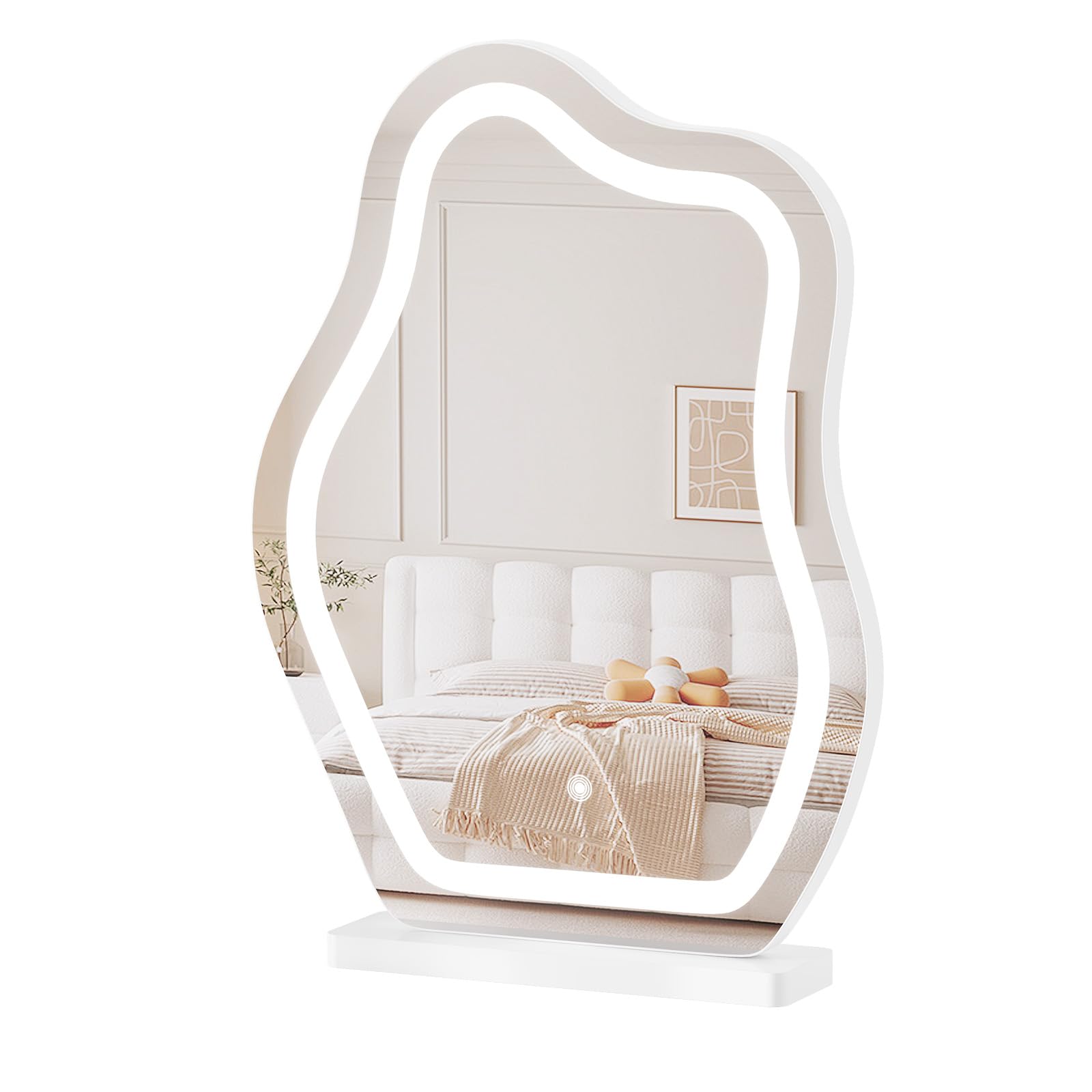 WOLTU Makeup Mirror with Light 53 x 39 cm Vanity Mirror with Light Cloud Design Mirror with LED Light for Makeup and Personal Care, Portable Ideal for Bedroom and Bathroom