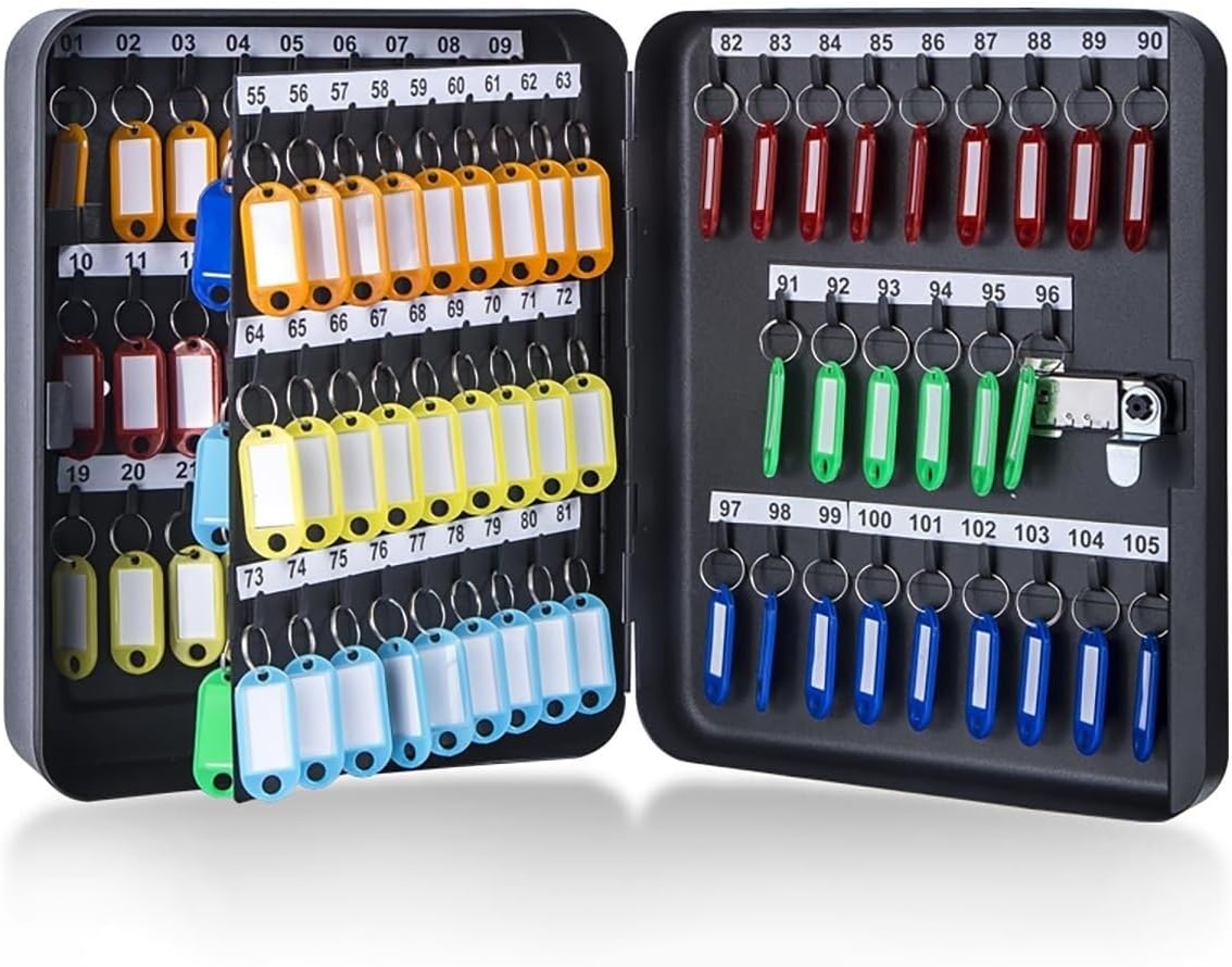 Wall Mounted Key Storage Box - 105-Key Safe Cabinet with Combination Lock for Home Office Hotel - Secure Key in 20/28/36/48/72/105 Key Options