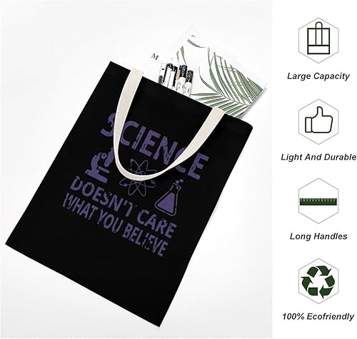 Miniatura 3 de Science Believe - Bolsa de lona casual de gran capacidad, bolsa de hombro reutilizable para comestibles