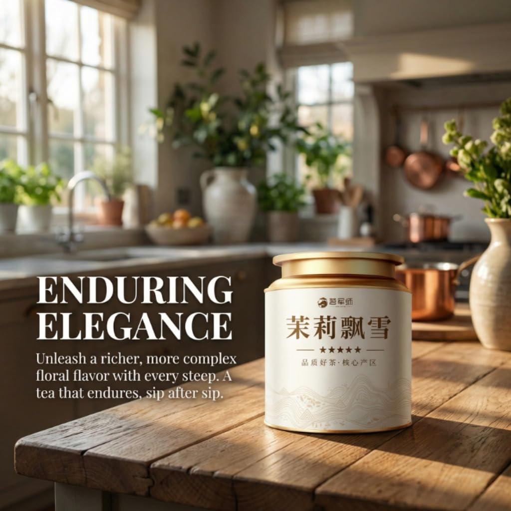 Tè Verde Jasmine Piaoxue 500g | Tè Verde in Foglie Sciolte Con Fiori Di Gelsomino 17,64oz | Ricco Aroma Floreale, Fragranza Piena | Ideale Per Il Consumo Quotidiano