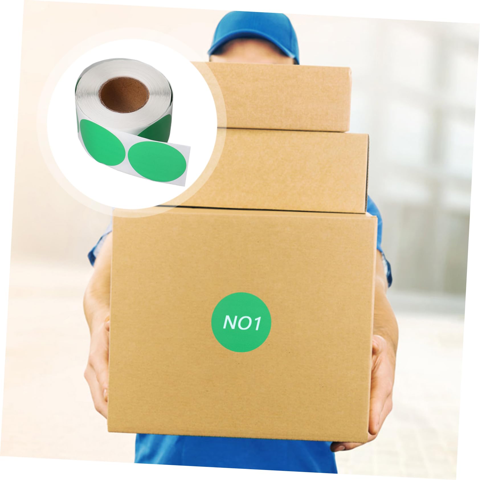 VILLCASE 5 Rouleaux Autocollant Étiquettes Thermiques Rondes Étiquette à Pois Ronds Point De Code Stickers Planche Imprimante D'étiquettes Thermique Étiquettes Alimentaires Étiqueteuse Bacs