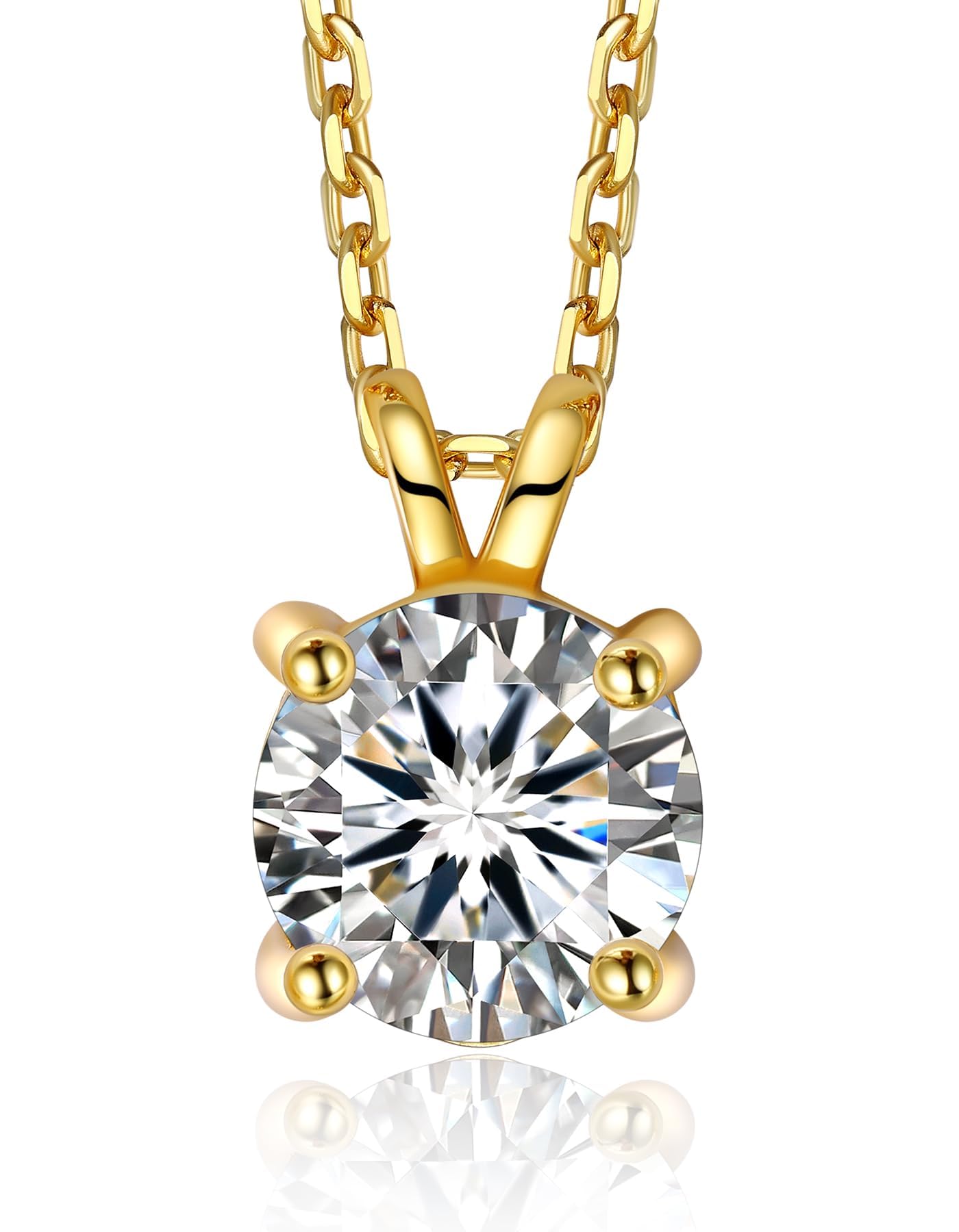 MomentWish Collier Femme, Pendentif Solitaire Moissanite 0,3/0,5/1/2 Carats Argent 925, Bijou Diamant Plaqué Or Blanc/Or Jaune/Or Rose Cadeau de Noël
