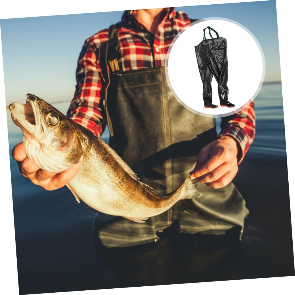 Waterproof Fishing Wading Suit Thickened Black Overalls 1pcs Men’s Wading Pants for Outdoor Sports and Fishing