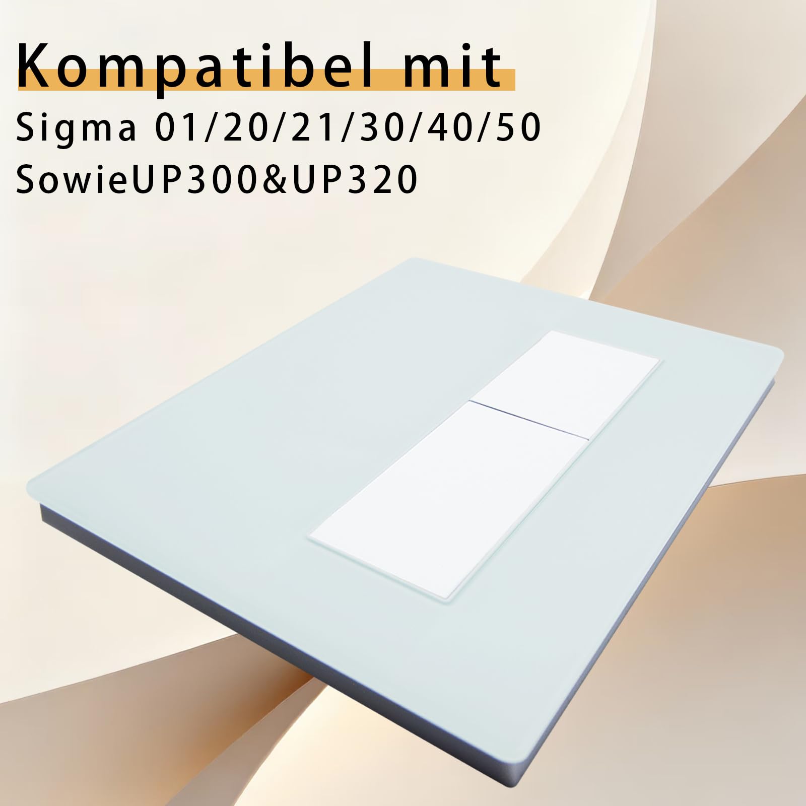 Empyreal WC Drückerplatte aus Gehärtetes Glas, kompatibel mit Geberit Sigma 01/20/30, UP300 & UP320, 245 × 164 mm, Spülkasten-Ersatzteil mit Spülhebel-Set und Einbaurahmen (weißer)