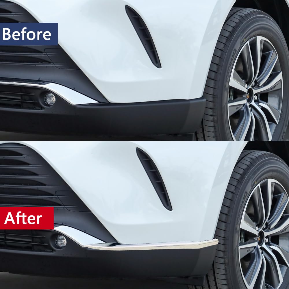 JIEOSDIN Car Accessories Front Bumper Corner Protection Cover Trims Protective Decorative Strip Compatible with Toyota VENZA 2021 2022 2023 2024 (Chrome) 2PCS Stainless Steel