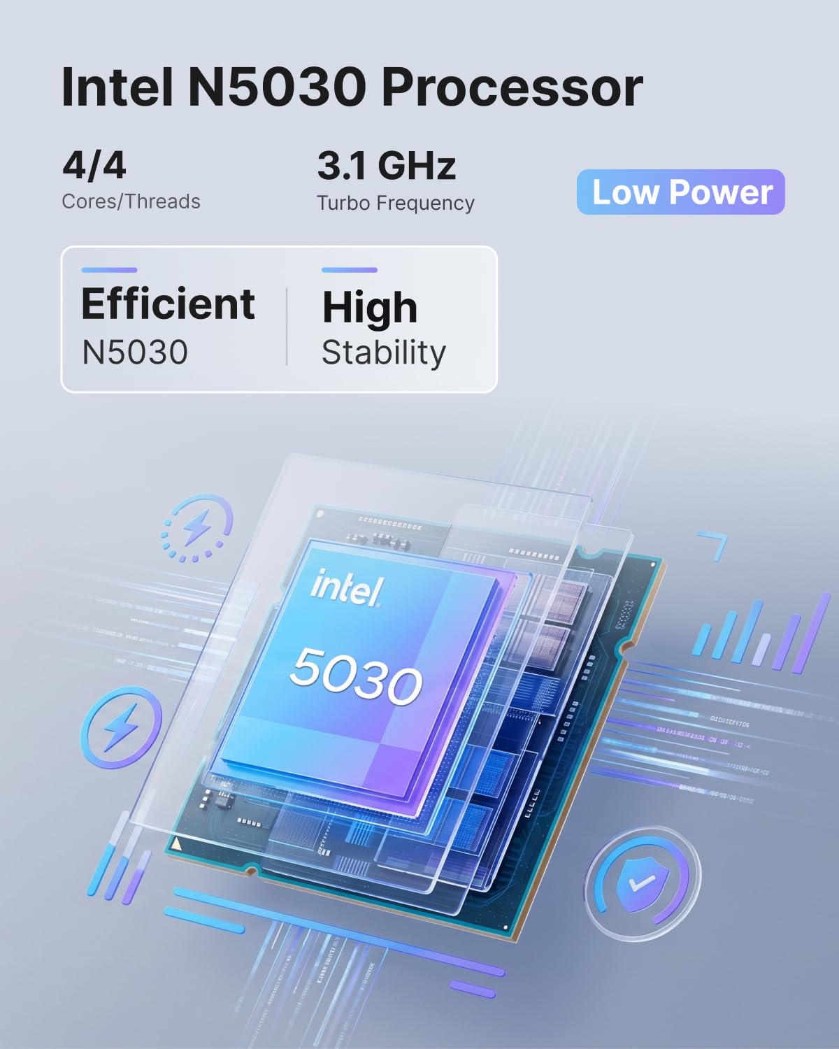 NiPoGi AK1PLUS Mini PC,Ιntel N5030,WIN-11 Pro,12GB RAM,256GB SSD | (hasta 3,1GHz),Mini Ordenadores para Escuela/Negocios/Hogar, WiFi 5,BT,LAN,HDMI Pantalla Doble 4K, 6W para un Ahorro Total