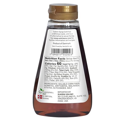 Miniatura 2 de Sukrin Jarabe de panqueques dorado sin azúcar con fibra edulcorante alternativo keto bajo en carbohidratos para postres y desayuno
