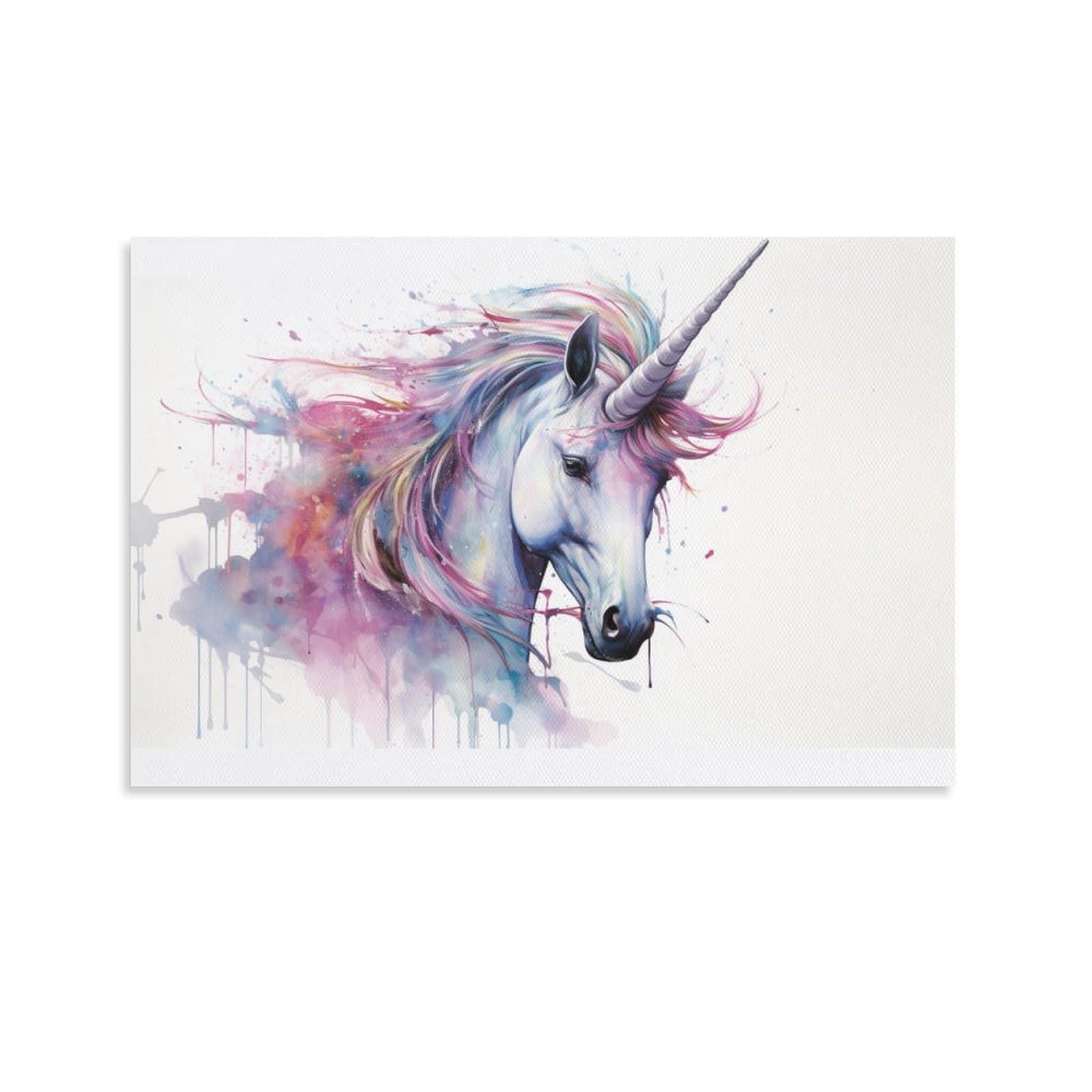 AYAROS Beautiful Unicorn Painting Poster Retro Pink Abstract Animal Watercolor Canvas Wall Art Prints Painting for House Room Unframed 08x12 inch