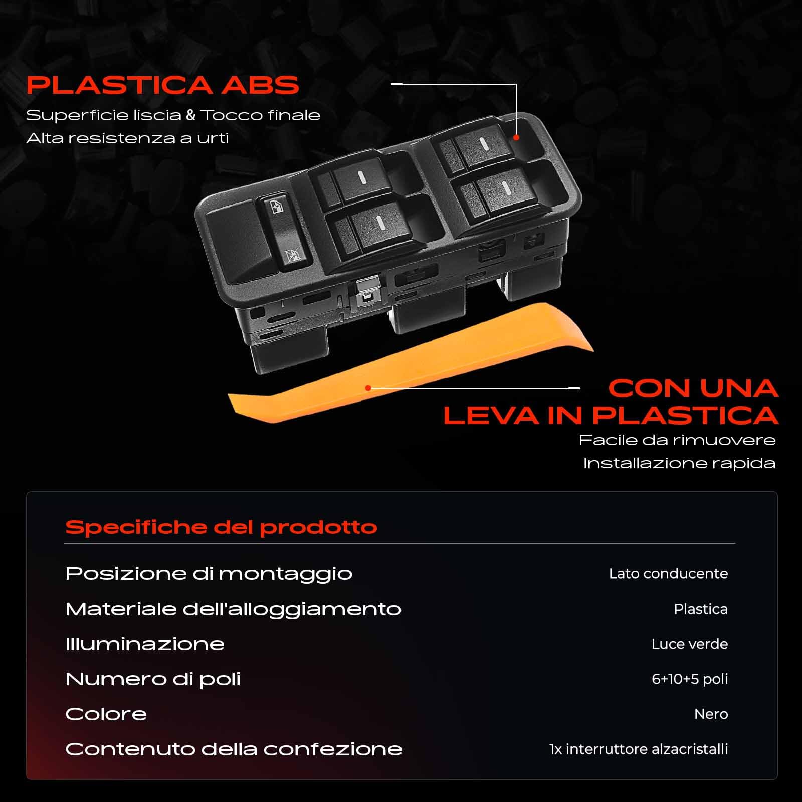 Frankberg Interruttori alzacristalli Anteriore sinistro Compatibile con R.a.n.g.e R.o.v.e.r Sport L320 Discovery III L319 Discovery III TAA Replace# YUD501110PVJ