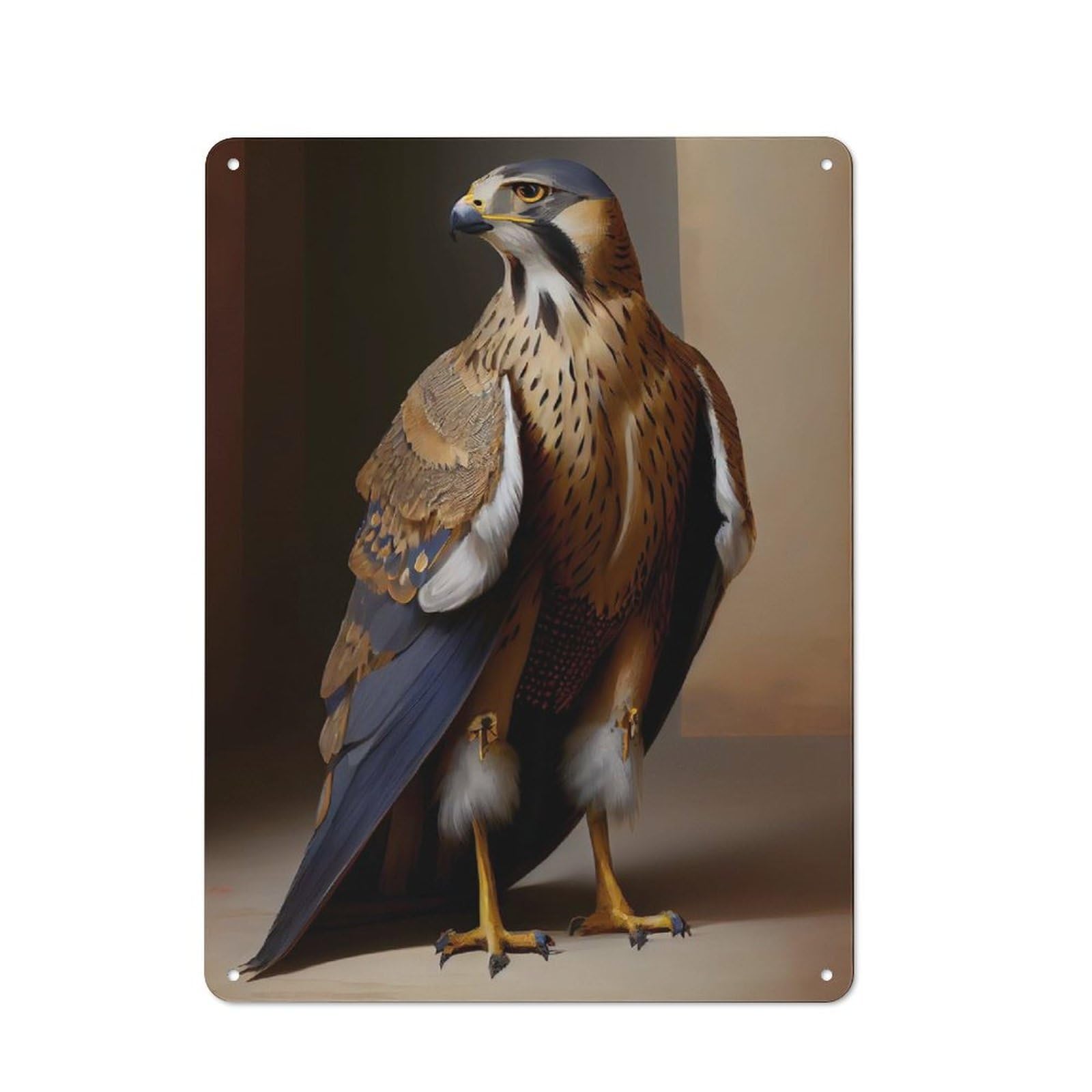 Junmoney Shaheen Falcon Oil Paint Shed Style Metal Wall Decor 40X30cm, Tin Sign For Conservatory, Home Bar Or Utility Room
