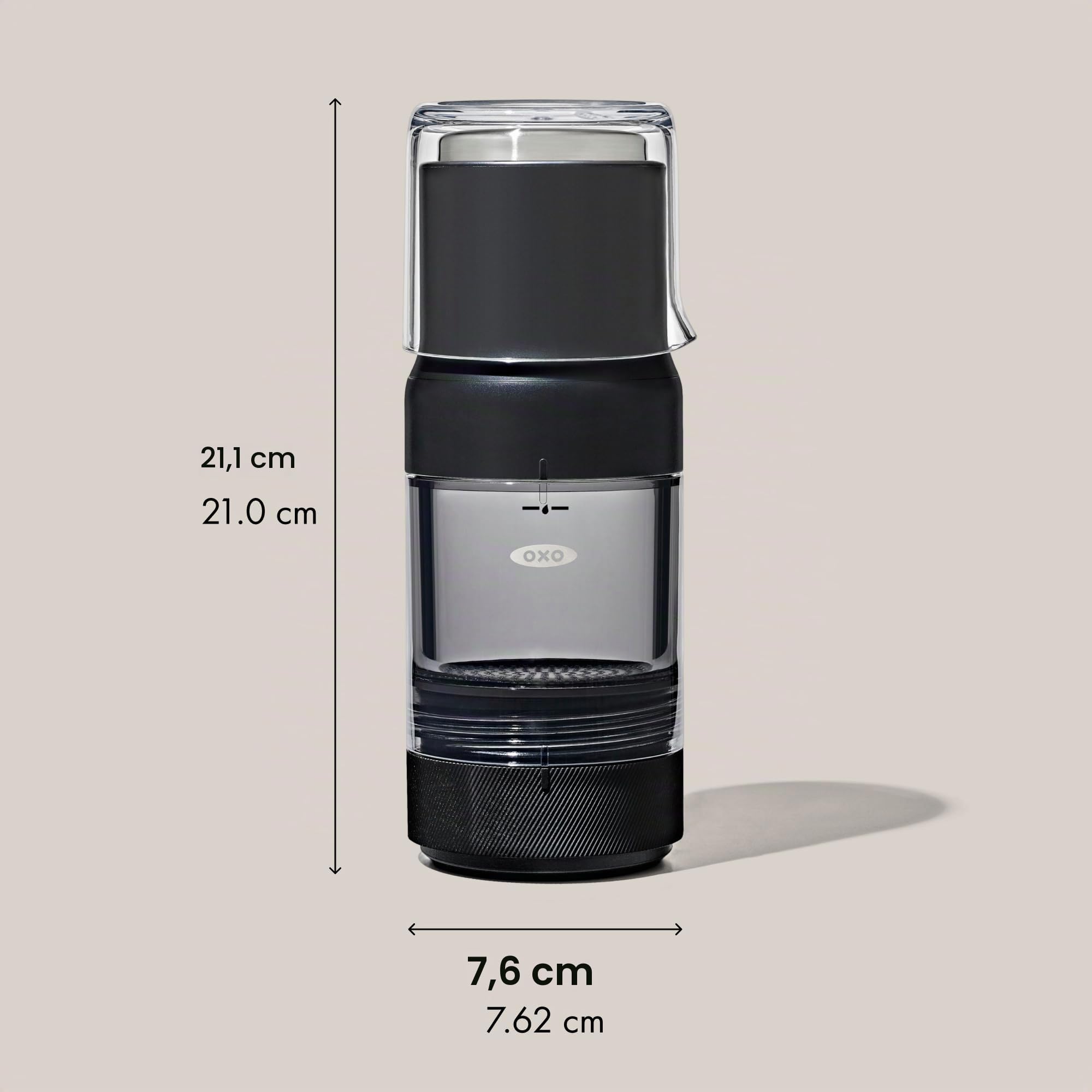 OXO Brew Rapid Brewer – Tragbare manuelle Kaffeemaschine, integrierter Edelstahlfilter, einstellbare Stärke, kompakt und leicht, keine Pads oder Papierfilter erforderlich