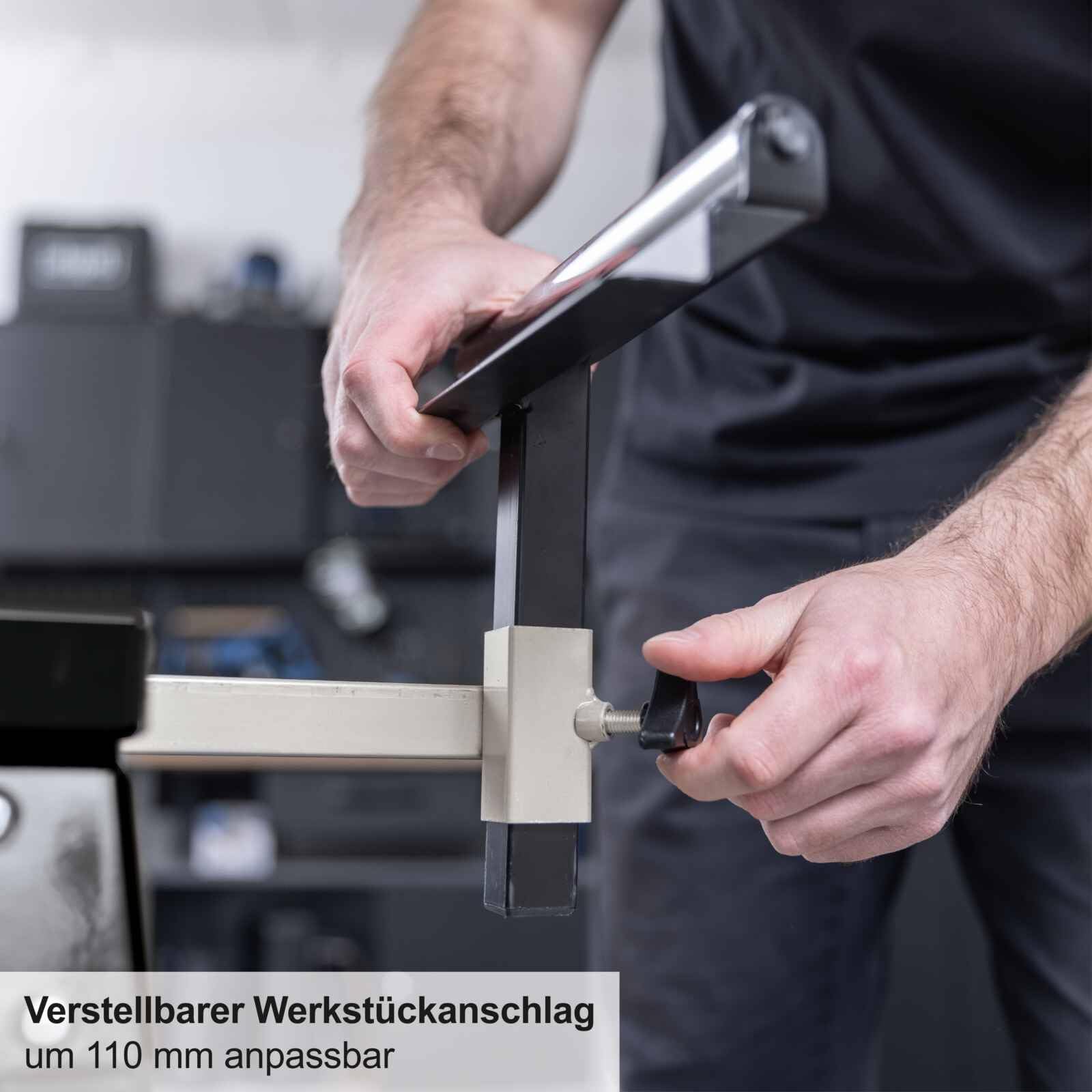 Scheppach Black Universal-Untergestell UUG1550-BE | Arbietshöhe 76,3 cm | Traglast 150 kg | Seitenverlängerung bis zu 194,5 cm | Auflagen höhenverstellbar bis 110mm